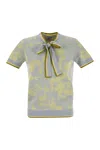 Elisabetta Franchi Sky Blue Sweater Yellow Flowers