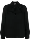 Elisabetta Franchi Logo-embroidered Scarf-neck Blouse In Black