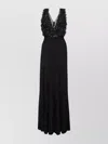 Elisabetta Franchi Stylish Dress With Pleated Skirt And Ruffles In Black