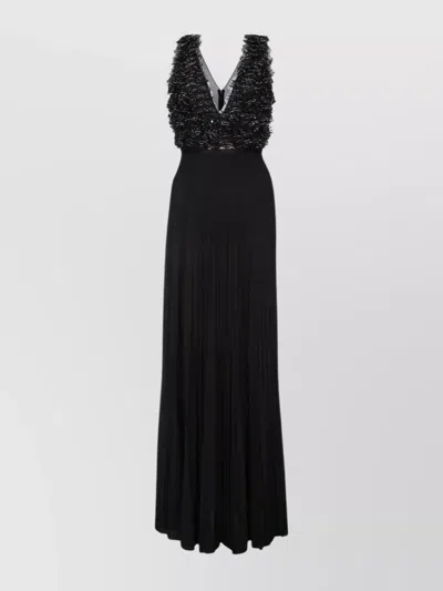 Elisabetta Franchi Stylish Dress With Pleated Skirt And Ruffles In Black