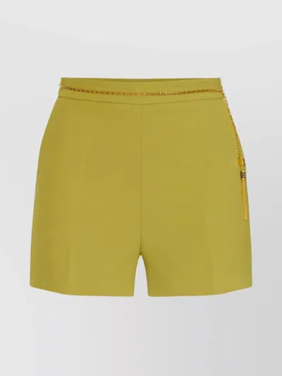 Elisabetta Franchi Stylish Shorts With Chain Detail And Pockets In Green