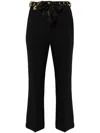 ELISABETTA FRANCHI STYLISH WOMEN'S BLACK PANTS WITH METAL BELT FOR SS24