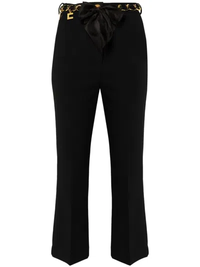 Elisabetta Franchi Black Pants Al Zip Logo Button