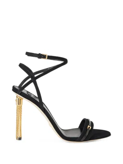 Elisabetta Franchi Suede Sandal With Tassel In Black