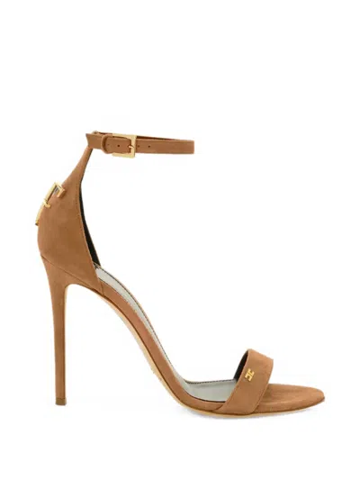 Elisabetta Franchi Suede Sandals With Logo Detail In Multi