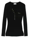 Elisabetta Franchi Ribbed Sweater With Black Pocket In Black