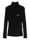 Elisabetta Franchi Logo Plaque Turtleneck Sweater In Black