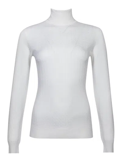 Elisabetta Franchi Jacquard Wool Sweater With Logo In White