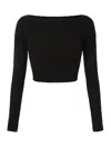 Elisabetta Franchi Cropped Sweater In Ribbed Viscose In Negro