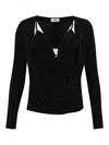Elisabetta Franchi Crepe Jersey Sweater With Jewel Logo In Black