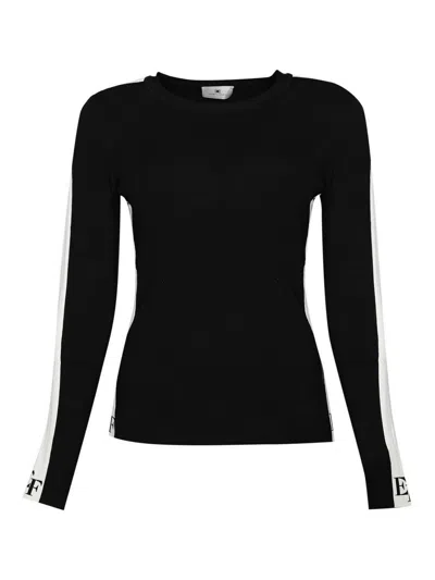 ELISABETTA FRANCHI VISCOSE SWEATER WITH SHINY BANDS