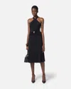 Elisabetta Franchi Crossover Gathered Sleeveless Dress In Black