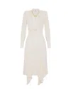 Elisabetta Franchi Abito In Georgette Con Foulard Gioiello Bianco