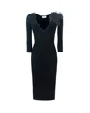 Elisabetta Franchi Flower-detailing Midi Dress In Black