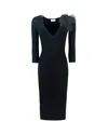 Elisabetta Franchi Flower-detailing Midi Dress In Black