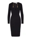 Elisabetta Franchi Shoulder Reinforced V-neckline Midi Dress With Split In Black