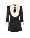 Elisabetta Franchi Suit With Contrasting Collar And Long Sleeves In Black