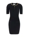 Elisabetta Franchi Mini Abito In Maglia A Rombi Con Dettaglio Gioiello Nero In Black
