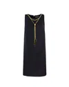 Elisabetta Franchi Boxy Crepe Minidress With Necklace In Black