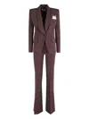 Elisabetta Franchi Structured Blazer And Flared Trousers Suit In Brown