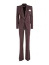 Elisabetta Franchi Single-breasted Tailored Suit With Flared Pants In Burgundy