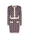 Elisabetta Franchi Logo-jacquard Long-sleeved Mini Dress In Red