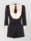 Elisabetta Franchi Suit With Contrasting Collar And Long Sleeves In Black