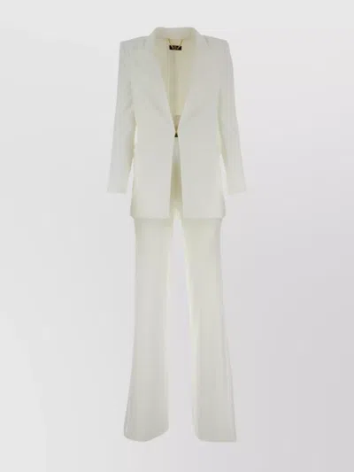 Elisabetta Franchi Suit With Notch Lapel And Straight-leg Pants In Neutral