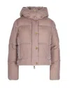 Elisabetta Franchi Sunrise Velvet Down Jacket With Hood In Pink