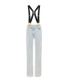 Elisabetta Franchi High-waisted Light Wash Jeans With Suspenders In Blue