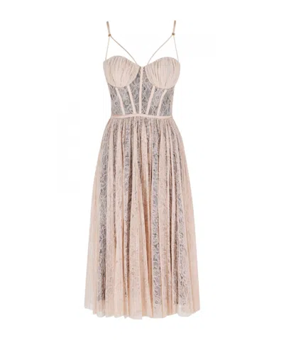 Elisabetta Franchi Suspender Dress In Brown