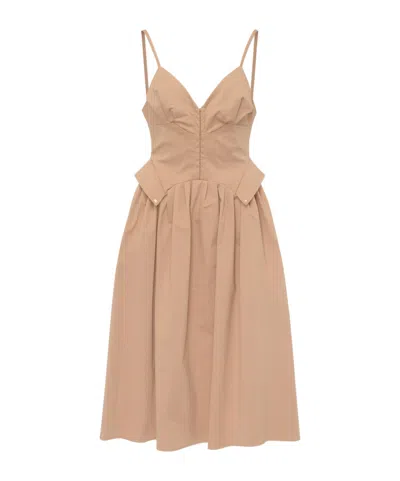 Elisabetta Franchi Suspender Dress In Nude