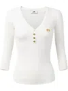 Elisabetta Franchi Ribbed V-neck Sweater With Decorative Buttons
