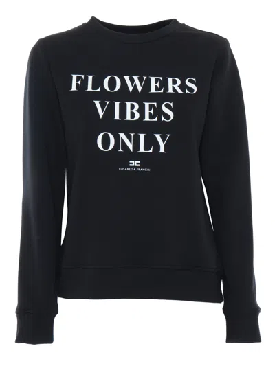ELISABETTA FRANCHI BLACK SWEATER WITH WRITING