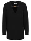 Elisabetta Franchi Ribbed Wool Blend Sweater In Black
