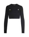 Elisabetta Franchi Wool Crewneck Sweater In Black