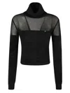Elisabetta Franchi Dolcevita In Maglia Con Logo Gioiello Nero In Black