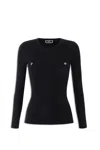 Elisabetta Franchi Knitted Silk And Viscose Top In Black