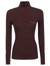 Elisabetta Franchi Tricot Turtle Neck Sweater In Brown
