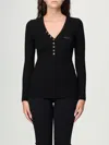 Elisabetta Franchi Ribbed Knit Top With Breast Pocket Clothing In Black