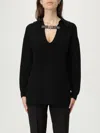 Elisabetta Franchi Ribbed Wool Blend Sweater In Black