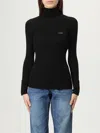Elisabetta Franchi Turtleneck Ribbed T-shirt In Black