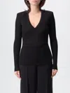 Elisabetta Franchi Ribbed V-neck Sweater In Black