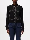 Elisabetta Franchi Black Cropped Chain Profile Cardigan In Schwarz