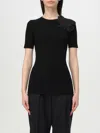 Elisabetta Franchi Black T-shirt With Flower In Butter
