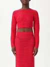 Elisabetta Franchi Perforated Knit Top In Red