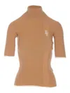 Elisabetta Franchi Turtleneck Knitted Top In Marrón