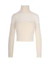 Elisabetta Franchi Brushed Insert Turtleneck Sweater Sweaters And Cardigans White In Neutral