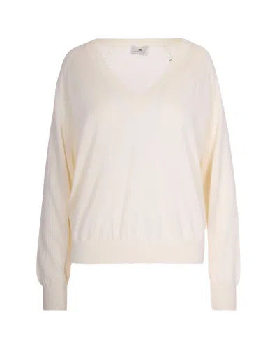 Elisabetta Franchi Maglia In Misto Lana Milk In Multi