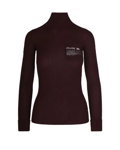 Elisabetta Franchi Dolcevita Con Dettaglio Lettering Merlot In Brown